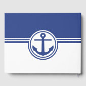 Navy Blue Nautical Anchor Wedding Day Guestbook Gästebuch (Rückseite)