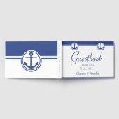 Navy Blue Nautical Anchor Wedding Day Guestbook Gästebuch (Voll)