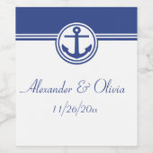 Navy Blue Nautical Anchor Weinetikett (Einzelnes Label)