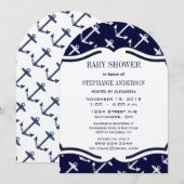 Navy Blue Nautical Baby Boy Dusche Einladung (Vorne/Hinten)