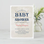 Navy Blue Nautical Baby Shower Einladung (Stehend Vorderseite)