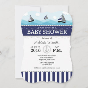 Navy Blue Nautical Baby Shower Einladung