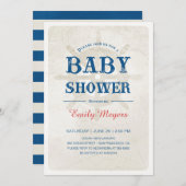 Navy Blue Nautical Baby Shower Einladung (Vorne/Hinten)