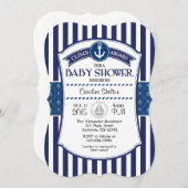 Navy Blue Nautical Baby Shower Einladung (Vorne/Hinten)