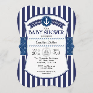 Navy Blue Nautical Baby Shower Einladung