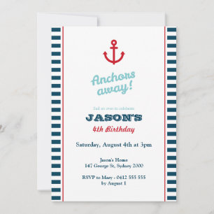 Navy Blue Nautical Birthday Einladung