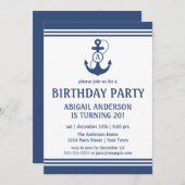 Navy Blue Nautical Birthday Party Einladungen (Vorne/Hinten)