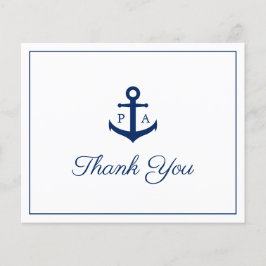Navy Blue Nautical Budget Hochzeit Dankeschön Kart