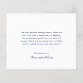 Navy Blue Nautical Budget Hochzeit Dankeschön Kart (Rückseite)