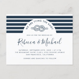 Navy Blue Nautical Bying The Knot Wedding Einladungspostkarte