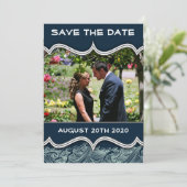 Navy Blue Nautical Foto Speichern Sie die Datumska Save The Date (Stehend Vorderseite)