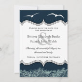 Navy Blue Nautical Foto Speichern Sie die Datumska Save The Date (Rückseite)