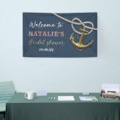 Navy Blue Nautical Gold Anchor Rope Brautparty Banner (Messeveranstaltung)