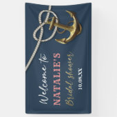 Navy Blue Nautical Gold Anchor Rope Brautparty Banner (Vertikal)