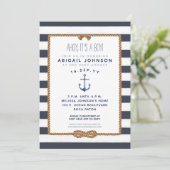 Navy Blue Nautical Infinity Knot Baby Dusche Einladung (Stehend Vorderseite)