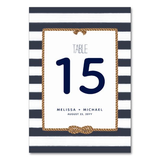 Navy Blue Nautical Knot Tischnummer (3.5x5) (Rückseite)