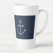 Navy Blue Nautical Minimal Anchor Latte Tasse (Rechts)