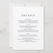 Navy Blue Nautical Minimalistisch Monogram Wedding Einladung (Rückseite)