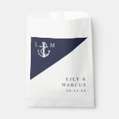 Navy Blue Nautical Minimalistisch Monogram Wedding Geschenktütchen (Vorderseite)