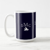 Navy Blue Nautical Monogram Sailboat Ceillampe Kaffeetasse (Links)