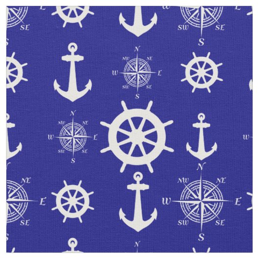 Navy Blue Nautical Muster Stoff (Nahaufnahme)