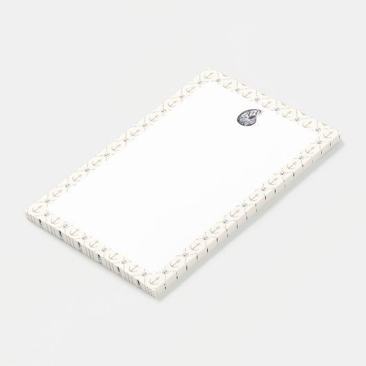 Navy Blue Nautical Ocean Muschel Anchor Post-it Klebezettel (angewinkelt)