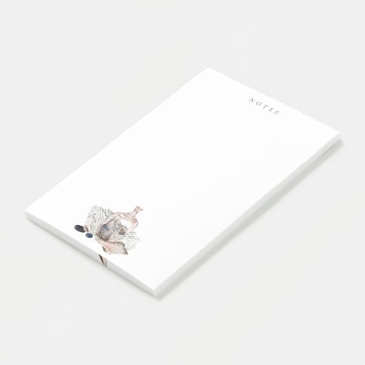 Navy Blue Nautical Ocean Muscheln in einer Flasche Post-it Klebezettel (angewinkelt)