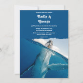 Navy Blue Nautical Ocean Whale Boho Beach Hochzeit Einladung (Vorderseite)
