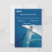Navy Blue Nautical Ocean Whale Boho Beach Hochzeit RSVP Karte (Vorderseite)