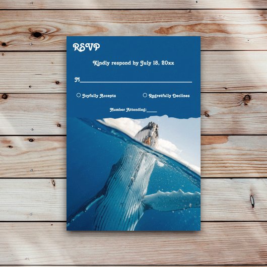 Navy Blue Nautical Ocean Whale Boho Beach Hochzeit RSVP Karte