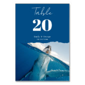Navy Blue Nautical Ocean Whale Boho Beach Hochzeit Tischnummer (Vorderseite)
