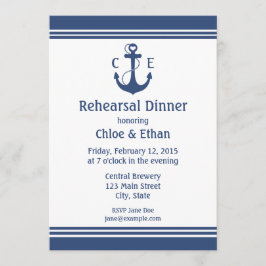 Navy Blue Nautical Probe Dinner Einladungen