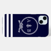 Navy Blue Nautical Rope and Anchor Mit Monogramm Case-Mate iPhone Hülle (Rückseite (Horizontal))