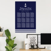 Navy Blue Nautical Seating Plan mit Anker Poster (Heimbüro)