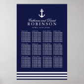 Navy Blue Nautical Seating Plan mit Anker Poster (Vorne)