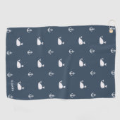 Navy Blue Nautical Theme Niedliches Walmuster Golfhandtuch (Horizontal)