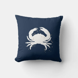 Navy Blue Nautical Throw Kissen mit weißer Krabbe