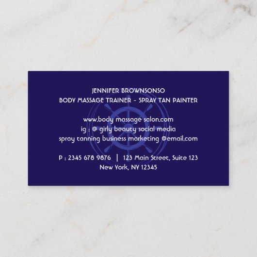 Navy Blue Nautical Visitenkarte (Rückseite)