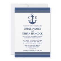 Navy Blue Nautical Wedding Einladungen