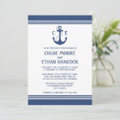 Navy Blue Nautical Wedding Einladungen (Stehend Vorderseite)
