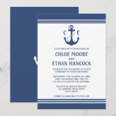 Navy Blue Nautical Wedding Einladungen (Vorne/Hinten)