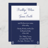 Navy Blue Nautical Wedding Einladungen (Vorne/Hinten)