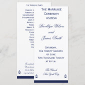 Navy Blue Nautical Wedding Programme (Vorne/Hinten)