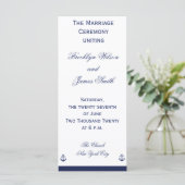 Navy Blue Nautical Wedding Programme (Stehend Vorderseite)