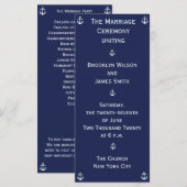 Navy Blue Nautical Wedding Programme (Vorne/Hinten)