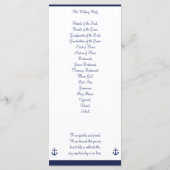 Navy Blue Nautical Wedding Programme (Rückseite)