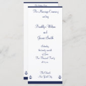 Navy Blue Nautical Wedding Programme (Vorne/Hinten)