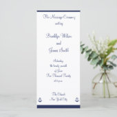 Navy Blue Nautical Wedding Programme (Stehend Vorderseite)