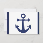Navy Blue Nautical Wedding RSVP Card mit Anker Karte (Rückseite)