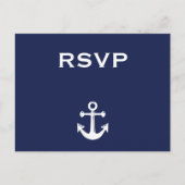 Navy Blue Nautical Wedding RSVP Postcard Einladungspostkarte (Vorderseite)